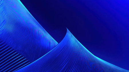 This captivating abstract image features smooth blue waves and textured lines, creating a serene atmosphere perfect for modern design projects and backgrounds.の素材