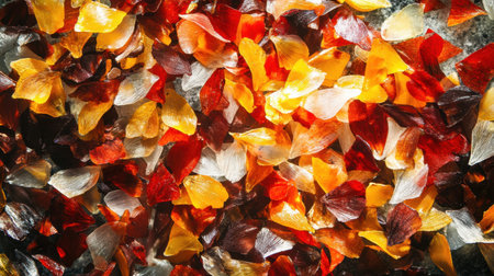 A stunning array of colorful petals creates a captivating and vibrant mosaic. Perfect for art projects, home dの素材