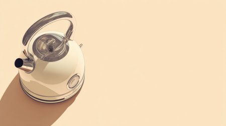 This image features a stylish white kettle with stainless steel accents, perfect for enhancing kitchen aesthetics or promoting home cooking and warm beverages.の素材