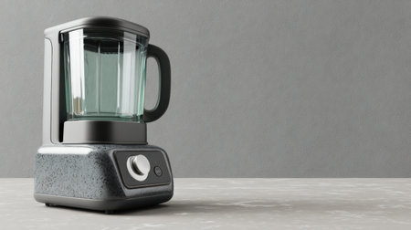 Sleek modern blender features a transparent glass jug on a minimalist countertop, perfect for smoothies and food preparation in any contemporary kitchen setting.の素材