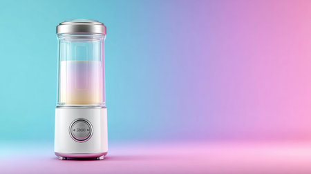 A sleek, modern blender displayed against a smooth gradient background, perfect for promoting healthy drink recipes and enhancing contemporary kitchen aesthetics.の素材