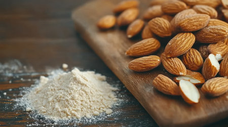 Discover the essence of culinary health with raw almonds and almond flour, perfect for nutritious recipes and enhancing your diet with wholesome ingredients.の素材