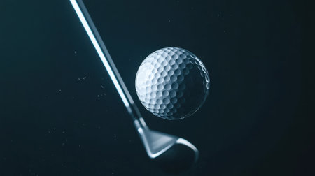 Captivating image showcasing a golf ball in mid-air with a club, highlighting the sport's thrill and precision. Perfect for sports enthusiasts and promotional content.の素材
