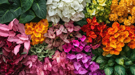 This stunning image features a rich tapestry of flowers in an array of vibrant colors and intricate textures, perfect for conveying nature's abundant beauty and diversity.の素材