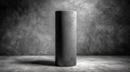 A striking minimalist composition featuring a solid concrete cylinder against a textured backdrop, ideal for showcasing modern design concepts and artistic expressions.の素材