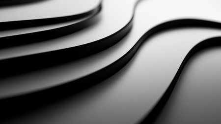 This image showcases abstract wavy lines in a sleek black texture, adding depth and dimension perfect for various creative design and modern art projects.の素材