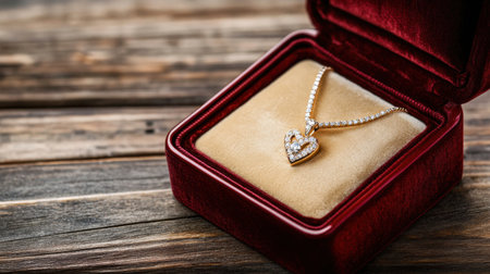 This stunning gold necklace features a heart-shaped pendant embellished with dazzling diamonds. Perfect for gifting on special occasions, it radiates elegance and charm.の素材