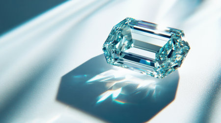 A captivating crystal jewel rests on a surface, reflecting light and casting intricate shadows, embodying elegance and luxury for visual storytelling or design inspiration.の素材
