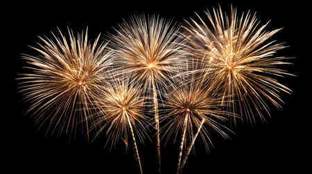 Experience the breathtaking beauty of golden fireworks illuminating the night sky, perfect for celebrations and festive events, creating a magical atmosphere of joy.の素材