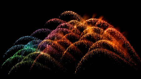 A breathtaking fireworks display featuring a vibrant array of colors illuminating the night sky. A perfect blend of beauty and excitement, ideal for celebrations.の素材