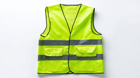 This bright safety vest, designed with reflective strips, offers exceptional visibility and protection for use in various outdoor settings, including construction and emergencies.の素材