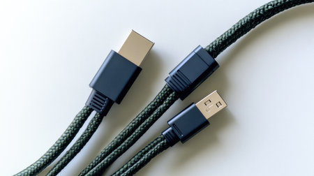 Explore high-quality USB cables featuring a durable braided design in black and green. Ideal for charging and data transfer, these cables ensure reliable connectivity for devices.の素材