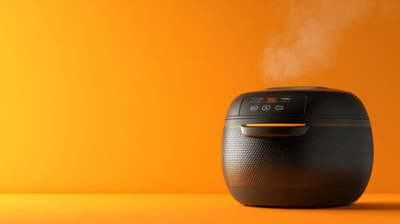 This modern electric rice cooker showcases sleek design and digital controls, creating a perfect addition to any kitchen while effortlessly preparing delicious meals.の素材