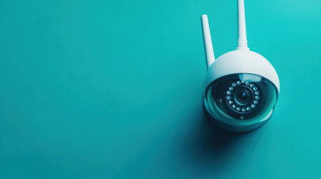 A sleek wireless security camera designed for indoor use, featuring a contemporary design and efficient monitoring capabilities for enhanced home safety.の素材