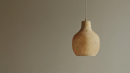 This sophisticated hanging lamp features a unique wood design with intricate patterns. Perfect for enhancing modern interiors and creating a cozy atmosphere in any space.の素材