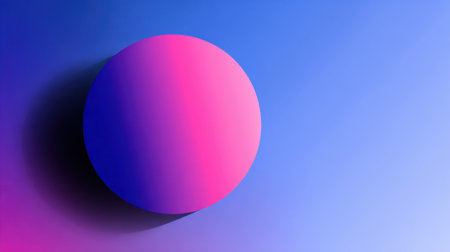 A vibrant abstract image showcasing a colorful sphere against a gradient background. The interplay of pink and blue hues creates a dynamic visual experience perfect for artistry.の素材