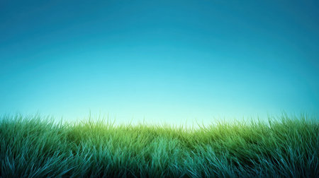 Embrace the beauty of nature with this image featuring a gradient blue sky and lush green grass, ideal for calming themes in wellness and outdoor projects.の素材