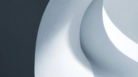 This image features abstract curved shapes in soft white against dark tones, showcasing delicate shadows and textures that inspire modern design and minimalism.の素材