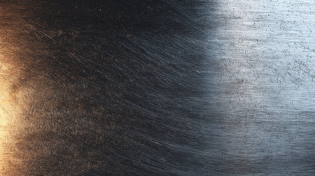 Explore the captivating interplay of light and shadow on this metallic surface, showcasing a stunning gradient from dark to bright, ideal for diverse creative projects.の素材
