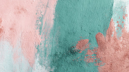 This abstract image features a beautiful blend of pastel shades, showcasing strokes of turquoise, blush, and peach. Perfect for modern artistic backgrounds and creative projects.の素材
