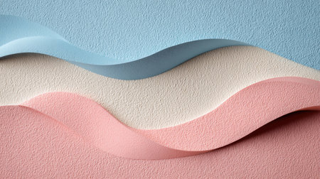 Beautifully layered pastel waves in blue, pink, and white create an elegant and calming backdrop. Perfect for art, design, and creative projects that inspire tranquility.の素材