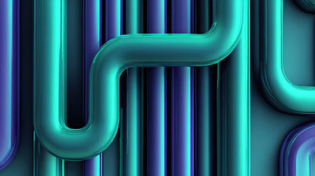 This captivating abstract design showcases a stunning interplay of curved and straight lines in a vibrant color palette, perfect for use in digital art and backgrounds.の素材