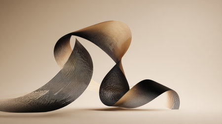 Explore an artistic representation featuring abstract flowing shapes in neutral tones that evoke a sense of movement, depth, and modern style for various creative projects.の素材