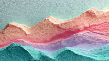 This stunning abstract artwork features intricate layers of colorful sand, creating a serene landscape. Its soft gradients and textures inspire creativity and peace.の素材