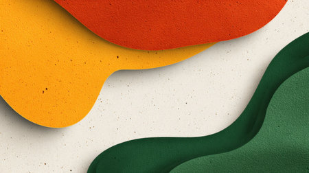 Vibrant abstract shapes in orange, yellow, and green create a dynamic texture. Perfect for modern design themes, artistic projects, and creative applications.の素材