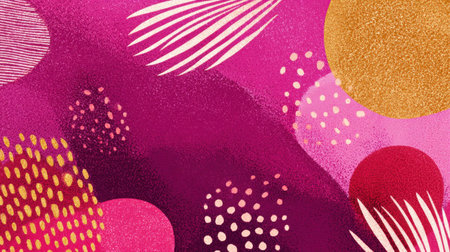 Discover a vibrant abstract art design with rich pink and gold hues. Perfect for creative projects, wallpapers, and modern backgrounds to inspire creativity.の素材