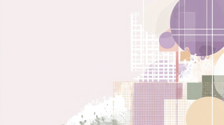 This abstract image features a harmonious blend of geometric shapes in soft pastel colors, creating a modern design perfect for enhancing creative projects or as a stylish backdrop.の素材