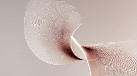 This abstract image features graceful lines and curves in soft pink and cream tones, creating a serene and modern aesthetic perfect for artistic projects.の素材