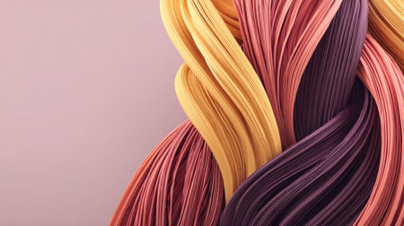 A close-up view of colorful flowing strands creates a visually striking abstract design. Perfect for modern backgrounds, artistic projects, and creative inspiration.の素材