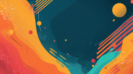 Colorful abstract art featuring dynamic brushstrokes and playful shapes against a rich blue backdrop, perfect for creative projects needing vibrant visuals.の素材