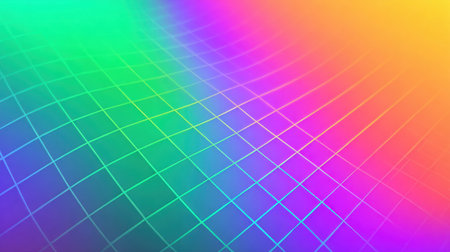 This vibrant gradient wave background features a colorful grid pattern, perfect for art and design projects needing a modern and dynamic touch.の素材