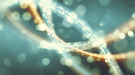 This enchanting abstract background showcases shimmering light trails intertwined with a soft bokeh effect, creating a serene and visually captivating atmosphere suitable for various creative projects.の素材