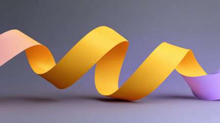 A collection of colorful ribbons elegantly twists and flows against a smooth surface, creating a vibrant and dynamic visual perfect for artistic and creative projects.の素材