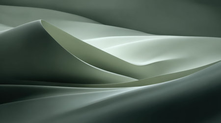 This image features soft curves of silk fabric flowing gracefully, showcasing a serene abstract design in soothing glycine and mint green tones perfect for various backgrounds.の素材