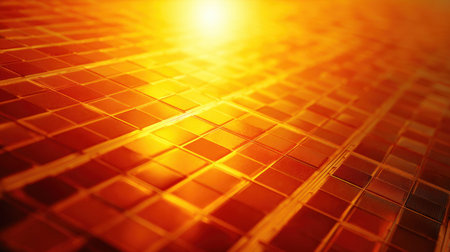 This stunning close-up image captures the beauty of warm, radiant tiles glowing softly under golden light. Perfect for inspiring modern design themes and aesthetics.の素材