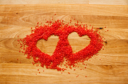 Two heart shapes our of sprinkles.の写真素材