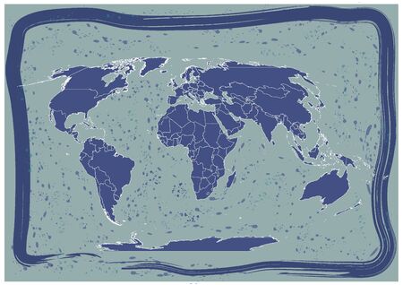 Blue world map classic vintageのイラスト素材
