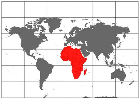 Red Africa map on grid baseのイラスト素材