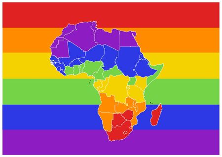 LGBT Africa map Rainbow colorsのイラスト素材