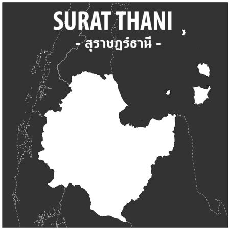 Surat Thani map Province of Thailandのイラスト素材