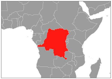 Democratic Republic of the Congo map in gray baseのイラスト素材
