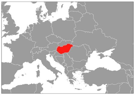 Hungary map on gray baseのイラスト素材