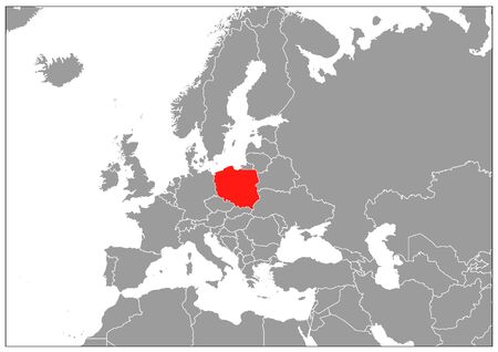 Poland map on gray baseのイラスト素材