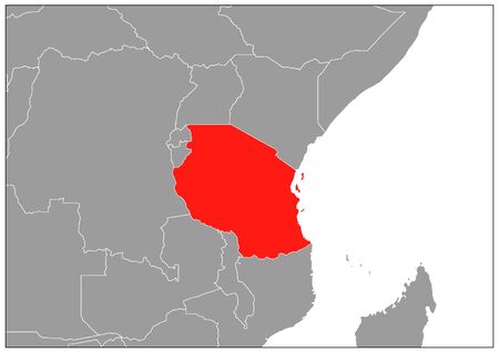 United Republic of Tanzania map on gray baseのイラスト素材