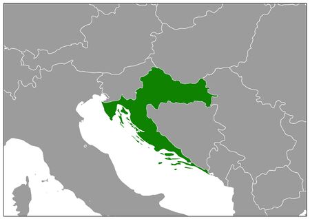 Croatia map on gray base green viewのイラスト素材