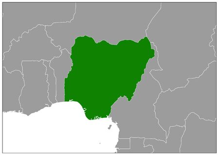 Nigeria map on gray base green viewのイラスト素材